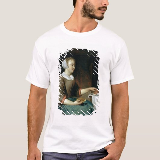 Het portret van een Meisje bij een tafel T-shirt (Voorkant)
