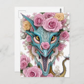 Het portret van een mooie roze roze drakenkop briefkaart (Voorkant / Achterkant)