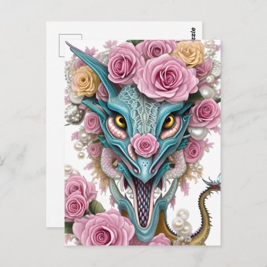 Het portret van een mooie roze roze drakenkop briefkaart (Voorkant / Achterkant)
