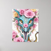 Het portret van een mooie roze roze drakenkop canvas afdruk (Voorkant)