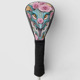 Het portret van een mooie roze roze drakenkop golfheadcover