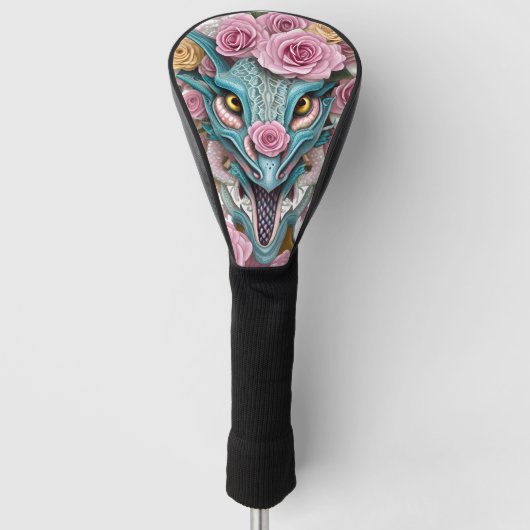 Het portret van een mooie roze roze drakenkop golfheadcover (Voorkant)