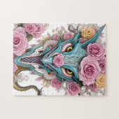 Het portret van een mooie roze roze drakenkop legpuzzel (Horizontaal)