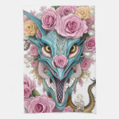 Het portret van een mooie roze roze drakenkop theedoek (Verticaal)