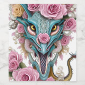 Het portret van een mooie roze roze drakenkop wijn etiket (Enkel label)