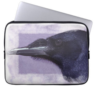 Het portret van een Raven Corvid-lovers Kunstontwe Laptop Sleeve