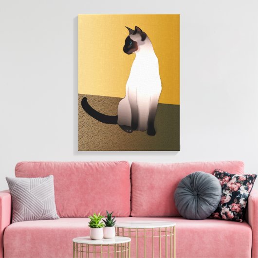 Het portret van een verzegelpunt Siamese kat Canvas Afdruk (Insitu (Woonkamer))