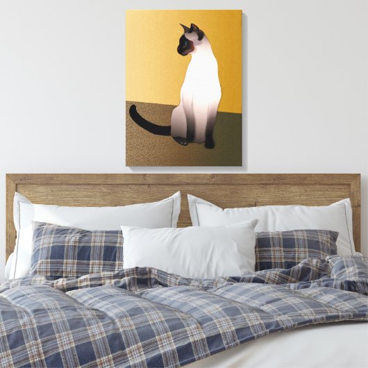 Het portret van een verzegelpunt Siamese kat Canvas Afdruk (Insitu (Slaapkamer))