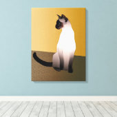 Het portret van een verzegelpunt Siamese kat Canvas Afdruk (Insitu (Houten vloer))