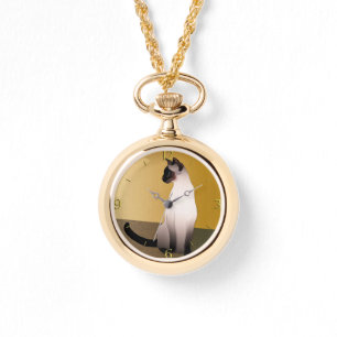 Het portret van een verzegelpunt Siamese kat Horloge