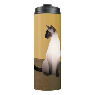 Het portret van een verzegelpunt Siamese kat Thermosbeker
