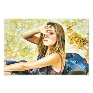 Het portret van een vrouw buiten onder de zon foto afdruk