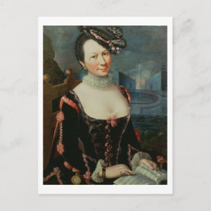 Het portret van een Vrouw die een Musical Score ho Briefkaart