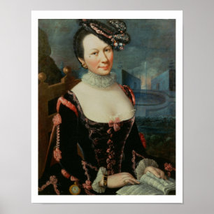 Het portret van een Vrouw die een Musical Score ho Poster