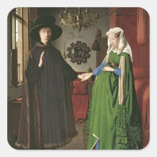 Het portret van Giovanni Arnolfini Vierkante Sticker