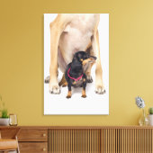 Het portret van Great Dane en Dachshund Canvas Afdruk (Insitu (Woonkamer))