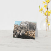 Het Portret van het huisdier - Weimaraner Kaart (Gele Bloem)