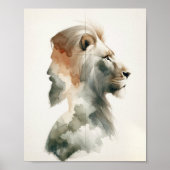 Het portret van Jezus de Leeuw - Waterverf Christu Poster (Voorkant)