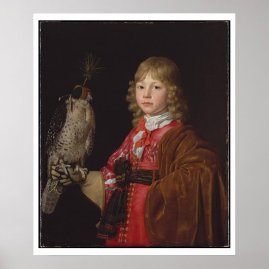 Het portret van Jongen met Falcon Poster (Voorkant)
