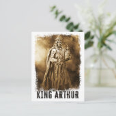 Het  portret van King ARTHUR met kroon en zwaard Briefkaart (Staand voorkant)