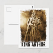 Het  portret van King ARTHUR met kroon en zwaard Briefkaart (Voorkant / Achterkant)