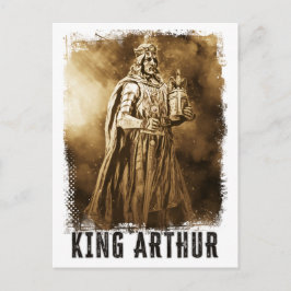 Het  portret van King ARTHUR met kroon en zwaard Briefkaart