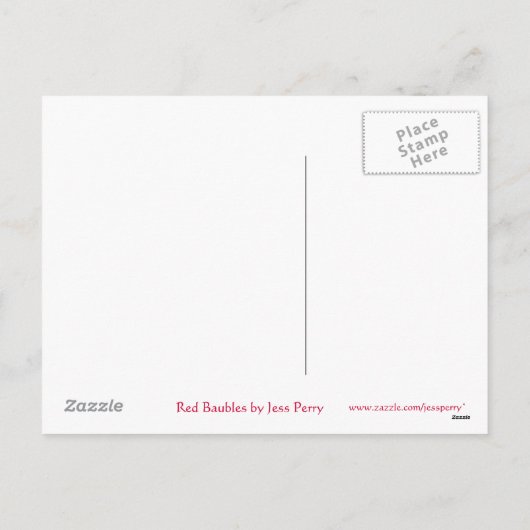Het portret van Red Baubles "Merry Kerstmis" Feestdagenkaart (Achterkant)