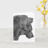 Het Portret van Weim - Zwarte & Wit Kaart (Gele Bloem)