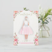 Het portretmeisje van de eerste Heilige Communie w Kaart (Staand voorkant)