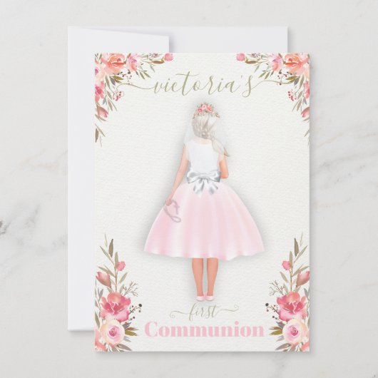 Het portretmeisje van de eerste Heilige Communie w Kaart (Voorkant)