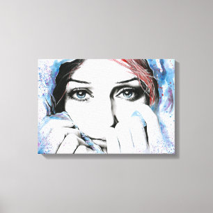 Het portretwaterverf die van het meisje verpakt canvas afdruk