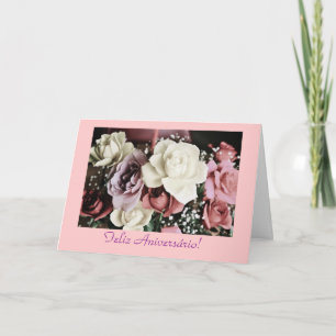 Het Portugees: De rozen Rosas DE aniversário van Kaart