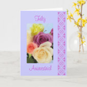 Het Portugees: Feliz Aniversario! rosas - Kaart (Gele Bloem)