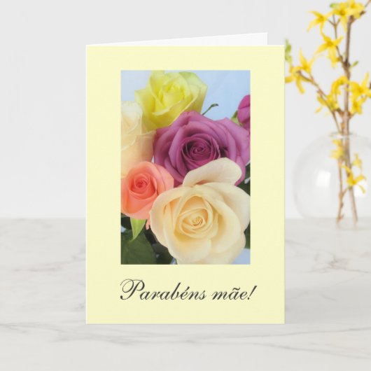 Het Portugees: Parabens!  De verjaardag van het Kaart (Gele Bloem)