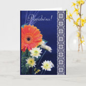 Het Portugees: Parabéns! Gelukkige Verjaardag Kaart (Gele Bloem)