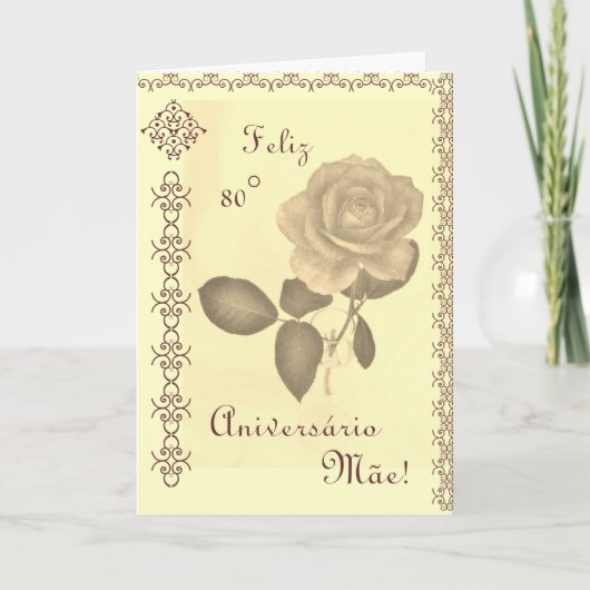 Het Portugees: Parabéns mãe/de 80ste verjaardag Kaart (Voorkant)