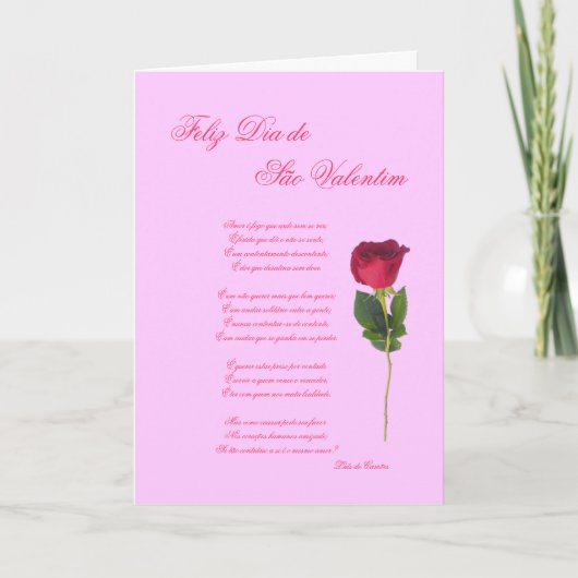 Het Portugees: poema e rosa - Valentijnsdag Feestdagen Kaart (Voorkant)
