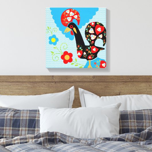 Het Portugese rooster van Barcelona Canvas Afdruk (Insitu (Slaapkamer))