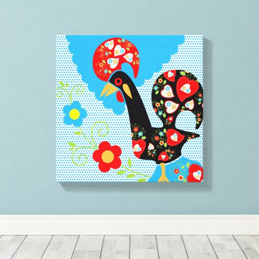 Het Portugese rooster van Barcelona Canvas Afdruk (Insitu (Houten vloer))