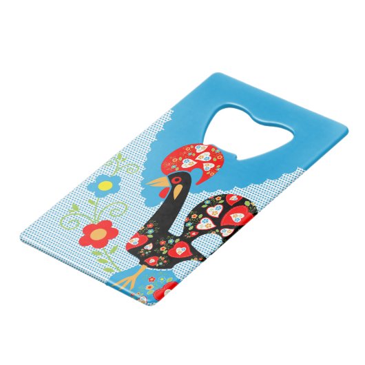 Het Portugese rooster van Barcelona Creditkaart Flessenopener (Voorkant Gekanteld)