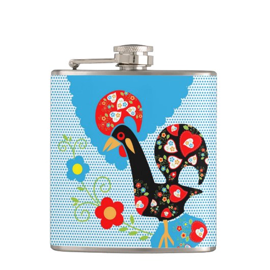 Het Portugese rooster van Barcelona Heupfles (Voorkant)