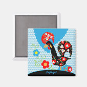 Het Portugese rooster van Barcelona Magneet (Voorkant / Achterkant)