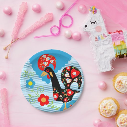 Het Portugese rooster van Barcelona Papieren Bordje (Feest)