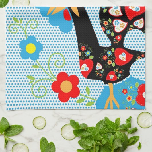 Het Portugese rooster van Barcelona Theedoek (Gevouwen)