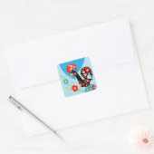 Het Portugese rooster van Barcelona Vierkante Sticker (Envelop)