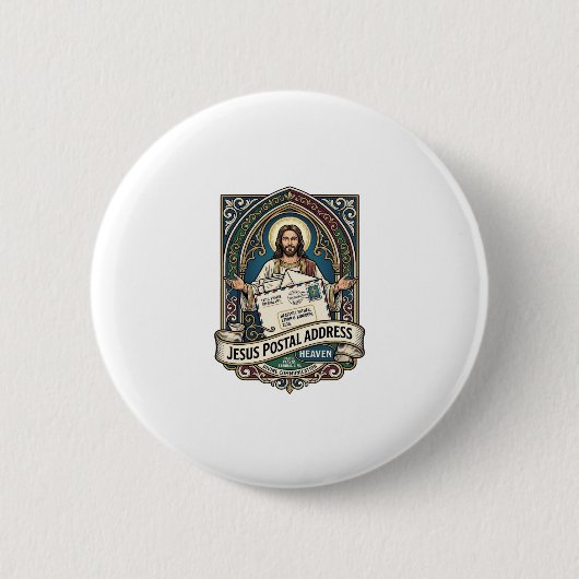 Het postadres van Jezus is de hemel Het postadres Ronde Button 5,7 Cm (Voorkant)