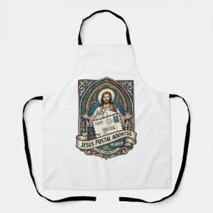 Het postadres van Jezus is de hemel Het postadres Schort