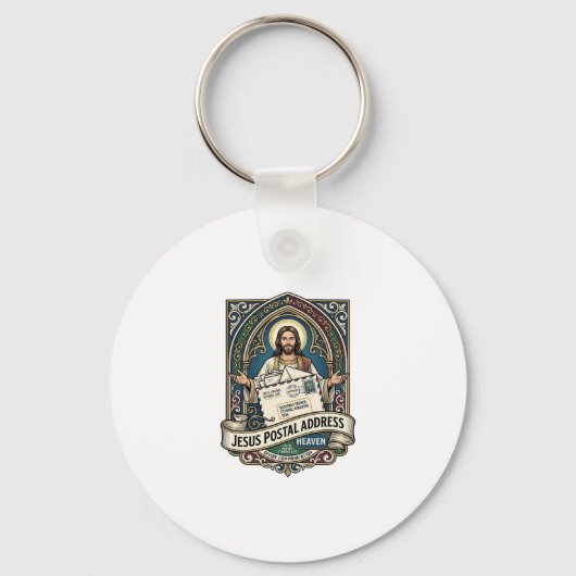 Het postadres van Jezus is de hemel Het postadres  Sleutelhanger (Voorkant)