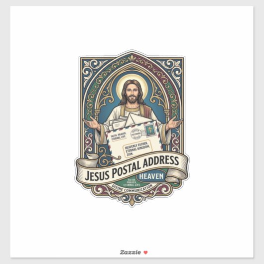 Het postadres van Jezus is de hemel Het postadres Sticker (Vel)