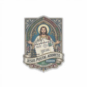 Het postadres van Jezus is de hemel Het postadres Sticker (Voorkant)